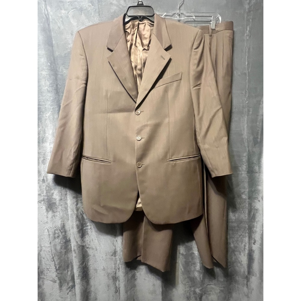 Giorgio Sanetti 44R Italian‎ Wool Suit 2 Piece Taupe Men's 36x28 Tailored Italy